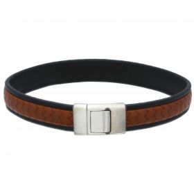 Leren herenarmband met zilveren sluiting