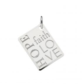 Zilveren graveerplaatje Faith - Hope - Love