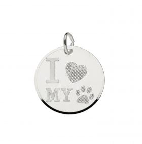 Zilveren graveerplaatje - I love my dog -