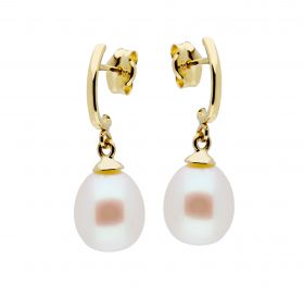 14 karaats gouden oorbellen - parel 8mm