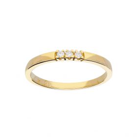 14 karaats gouden ring met 3 diamanten - glanzend  