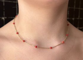 Bloedkoraal bollen 18 karaats gouden design fantasie ketting dames