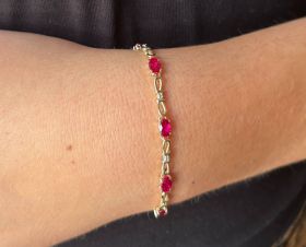 Diamanten robijnen fraaie gouden dames armband vintage