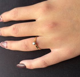 Solitair diamant 0,11ct 14kg gouden dames ring vriendschap
