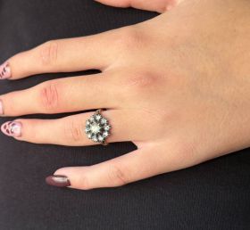 Entourage 14k gouden antieke ring 11 roosgeslepen diamanten victoriaans