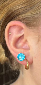 Blauwe turkoois 14k gouden vintage dames oorbellen stekers