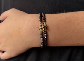 Granaten antieke armband 2-strengs 14k gouden entourage sluiting