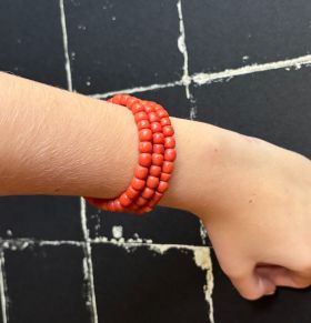 Bloedkoraal antieke armband 14k gouden exclusief slot zilver