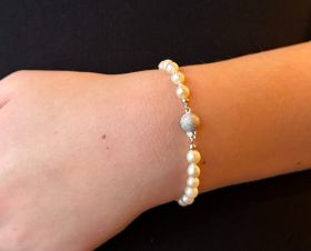 Parel armband vintage fraai 14 karaats witgouden sluiting