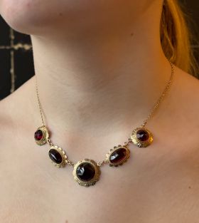 Granaten 14 karaats gouden choker vintage dames ketting