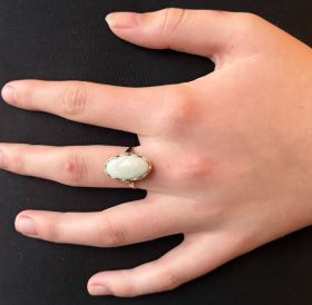 Opaal 14 karaats gouden vintage dames ring