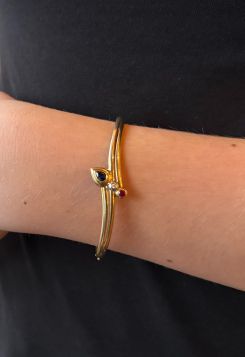 Diamant saffier robijn 14k gouden slaven armband bangle dames