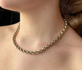 Jasseron 14 karaats gouden exclusieve dames ketting bicolor luxe