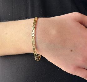 Meander motief 14 karaats gouden griekse schakel armband dames