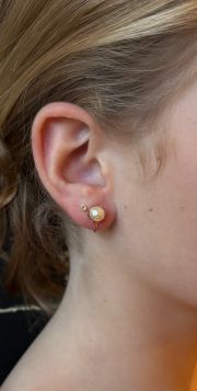 Zoetwaterparel 14k gouden vintage set oorbellen schroefmodel