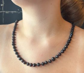 Granaat edelsteen antieke robuuste ketting 14k gouden bolslot