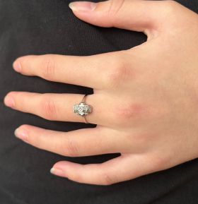 Antieke handgemaakte gouden dames ring met diamant art deco 