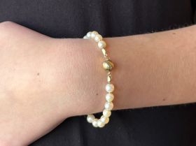 Parel armband 14k gouden siersluiting vintage sieraad