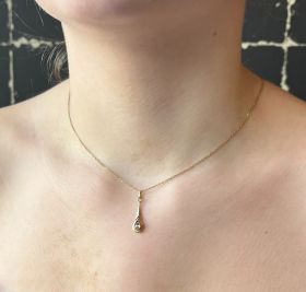 Roosdiamant antieke hanger 18k gouden anker schakel collier