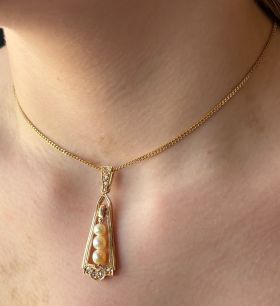 Design diamanten parel gouden ketting hanger handgemaakt