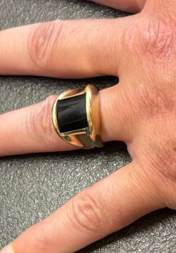Onyx 14 karaats gouden heren zegel ring zware uitvoering