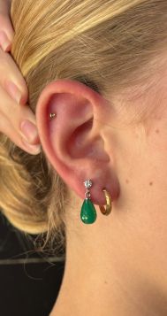 Groene onyx diamanten 18k wit gouden oorbellen dames