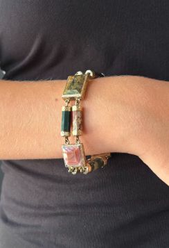 Agaat edelsteen heliotroop unieke gouden armband vintage Schotland
