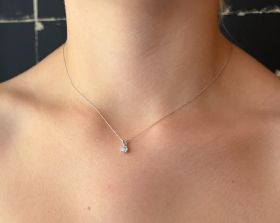 Grote diamant solitair hanger 0,37ct aan 14k gouden ketting
