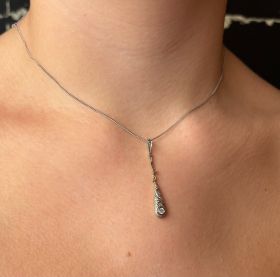 Art Deco diamanten bicolor 14k gouden hanger zilveren gourmet ketting dames
