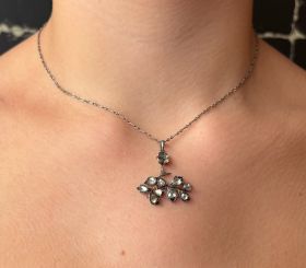 Antieke gouden en zilveren roosdiamanten ketting hanger zilveren collier