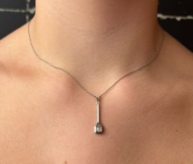 Art Deco diamant witgouden hanger aan ankerschakel collier dames