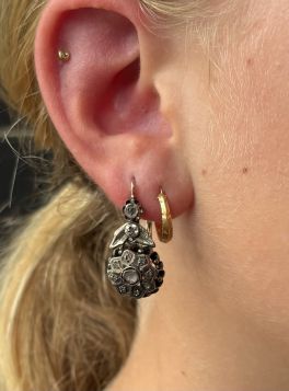19e eeuws antiek gouden set victoriaanse diamanten oorbellen