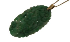 14 karaats gouden vintage ketting hanger jade 