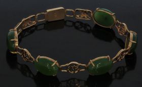 Jade Nefriet 14k gouden armband met Oosterse karakters