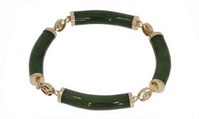 Jade Nefriet staafjes 14k gouden armband Aziatische tekens