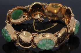 Exclusieve 14 karaats gouden Jade schakel armband