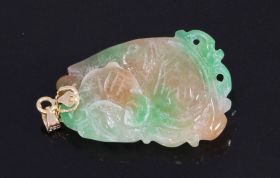 Jade vis 14 karaats gouden handgemaakte ketting hanger