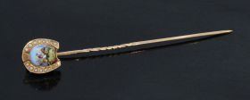 Jockey te paard fraaie 14k gouden antieke speld broche