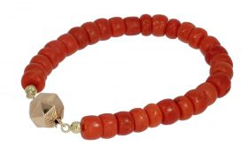 Paston 14k gouden sluiting bloedkoraal kaasjes armband antiek