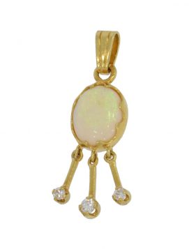 Opaal met diamanten 20 karaats gouden design ketting hanger