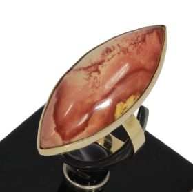 Rhodochrosiet 14k gouden robuuste vintage dames ring klassiek