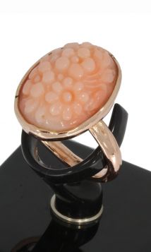 Koraal bloem 14k rosegouden antieke dames ring handgemaakt