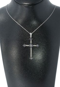 Kruis saffieren 14k gouden ketting hanger 14 diamanten