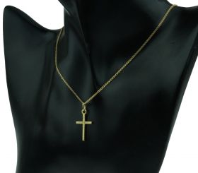 14 karaats gouden bewerkte kruis ketting hanger