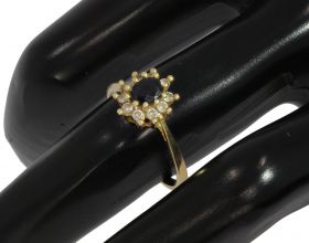 Saffier edelsteen 14k gouden rozet ring zirkonia briljant