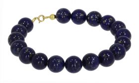 Lapis Lazuli kralen armband gouden slot 14 karaats vintage klassiek 