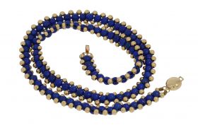 Lapis Lazuli design vintage dames ketting 14 karaats gouden bolletjes en slot