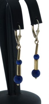 14 karaats gouden design dames oorbellen Lapis Lazuli