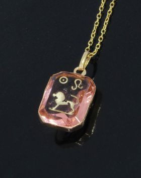 Leeuw toermalijn 14k gouden vintage ketting hanger