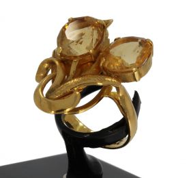 Unieke 20 karaats gouden design bloem ring met Citrien edelsteen